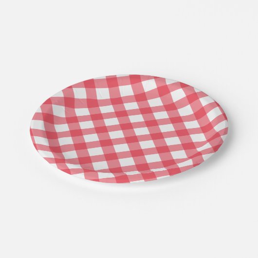 Assiettes En Carton Preppy Picnic Red Plaid En vichy Party (Angle)