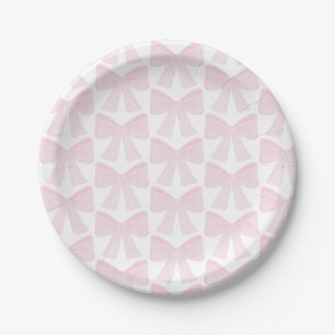 Assiettes En Carton Preppy Pink Bow Grandmillennial Premier anniversai