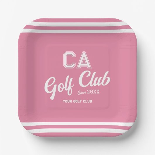 Assiettes En Carton Preppy Pink Golf Club Custom Crest Party (Recto)