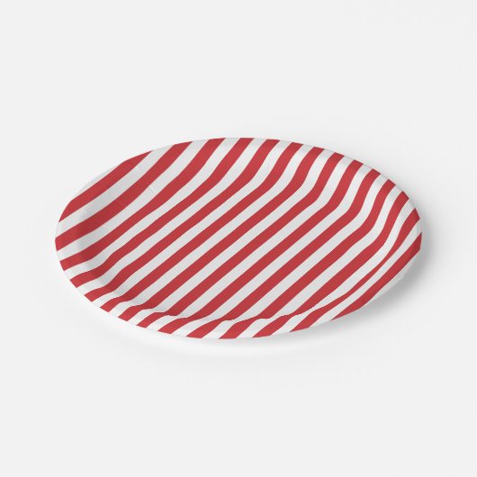 Assiettes En Carton Preppy Red Stripe Pastel Paper Plates (Angle)