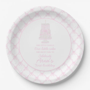 Assiettes En Carton Preppy rose Anniversaire gâteau Premier anniversai
