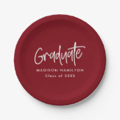Assiettes En Carton Preppy Script Bourgogne Graduation (Devant)