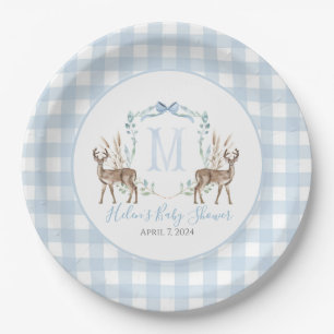Assiettes En Carton Preppy Southern Blue Boy Deer Baby shower