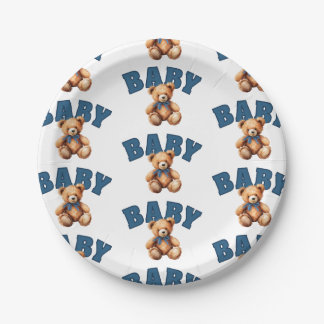 Assiettes En Carton Preppy Varsity Teddy Bear Baby Shower