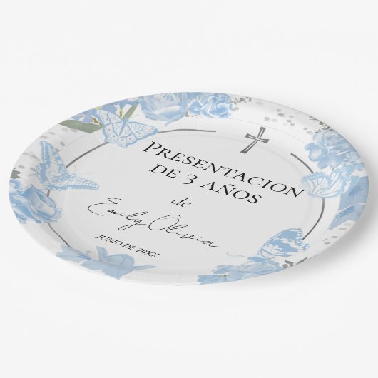 Assiettes En Carton Presentación 3 años Plaques de papier Papier Papie (Angle)