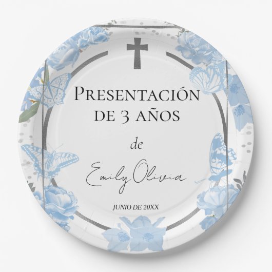 Assiettes En Carton Presentación 3 años Plaques de papier Papier Papie (Devant)