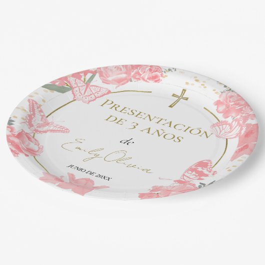 Assiettes En Carton Presentación 3 años Plaques Papier Papiers Papiers (Angle)