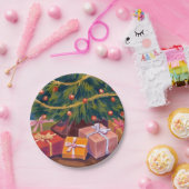Assiettes En Carton Présents sous la fête de Noël Arbre (Fête)