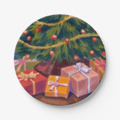 Assiettes En Carton Présents sous la fête de Noël Arbre (Devant)