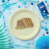 Assiettes En Carton Pressé Cubain Sandwich Ham fromage Salami PIckle (Fête)