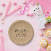 Assiettes En Carton Prêt à pop Baby shower rustique Kraft Script chic (Fête)