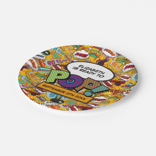 Assiettes En Carton Prêt À Pop Fun Modern Comic Book Baby shower (Angle)