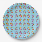 Assiettes En Carton Pretty Ladybug and Flowers Light Blue Pattern (Devant)