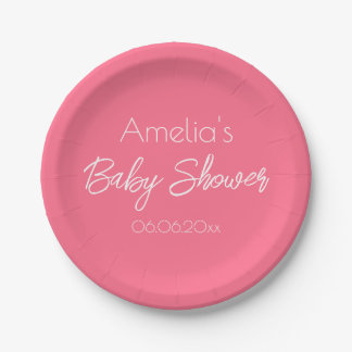 Assiettes En Carton Pretty Pink Baby Shower Personalized