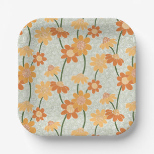 Assiettes En Carton Pretty retro muted 1970 s flowers