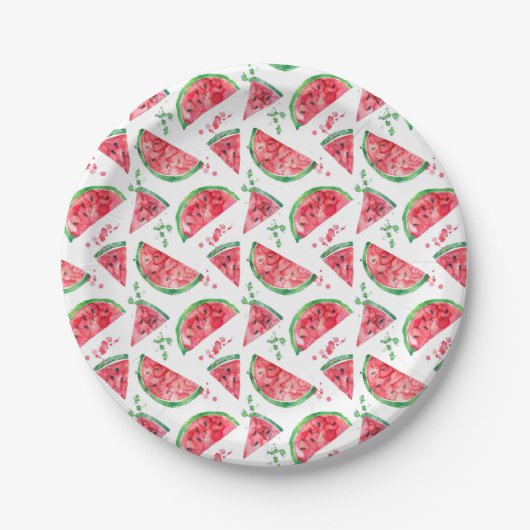 Assiettes En Carton Pretty Watercolor Watermelon (Devant)