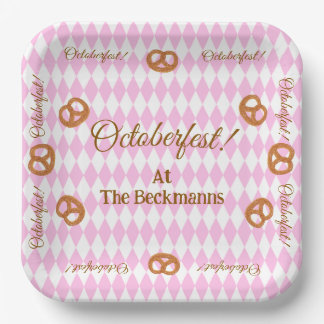 Assiettes En Carton Pretzels Bavarois Rose Octoberfest Personnaliser