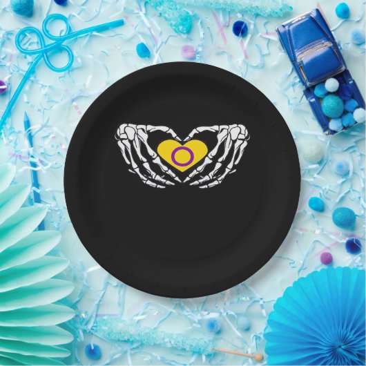 Assiettes En Carton Pride Intersex Skeleton Halloween Goth Heart Class (Fête)