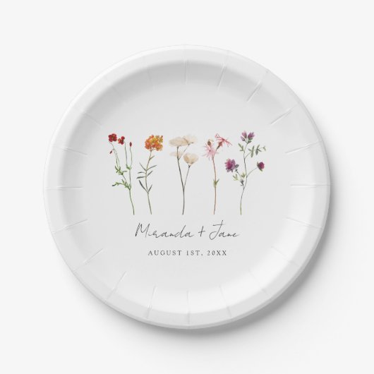Assiettes En Carton Pride lesbienne Fleur sauvage minimale Mariage flo (Devant)