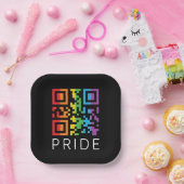 Assiettes En Carton Pride Rainbow QR Code LGBTQIA+ (Fête)