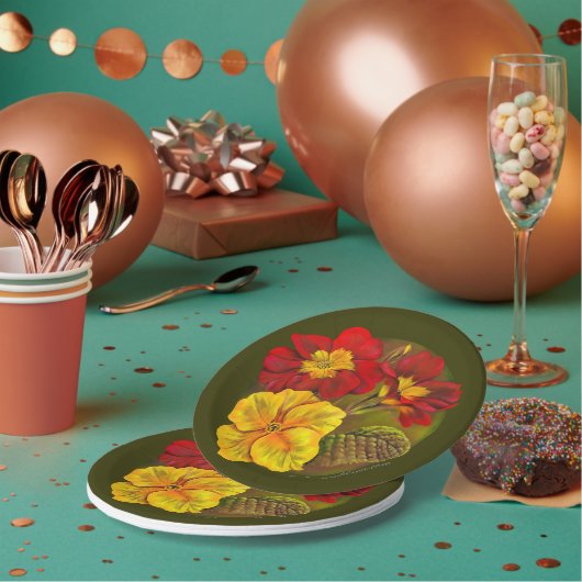 Assiettes En Carton Primrose Jaune rouge vert fin art printemps (Multi)