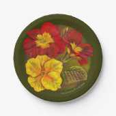 Assiettes En Carton Primrose Jaune rouge vert fin art printemps (Devant)
