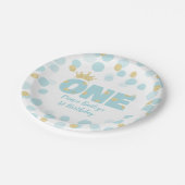Assiettes En Carton Prince 1er anniversaire de l'or bleu (Angle)