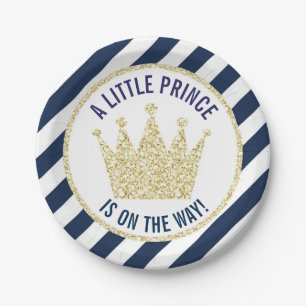 Assiettes En Carton Prince d'or de marine petit sur le baby shower de