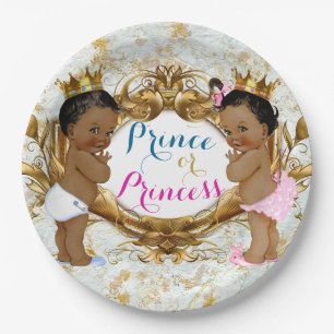 Assiettes En Carton Prince ou princesse africain Gender Reveal Plates