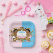 Assiettes En Carton Prince Ou Princesse Rose & Bleu Révélation Royale  (Fête)