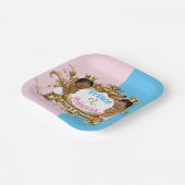 Assiettes En Carton Prince Ou Princesse Rose & Bleu Révélation Royale  (Angulaire)