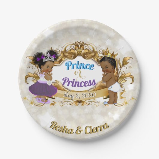 Assiettes En Carton Prince ou Princesse Royale Africaine| Violet & Ble (Devant)