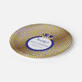 Assiettes En Carton Prince Royal Blue Gold Crown (Angle)