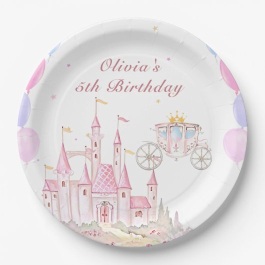 Assiettes En Carton Princess Castle Girl Anniversaire (Devant)