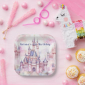 Assiettes En Carton Princess Castle Rose violet (Fête)
