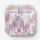 Assiettes En Carton Princess Castle Rose violet (Recto)