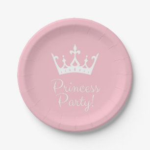 Assiettes En Carton Princess Party Girly rose et blanc