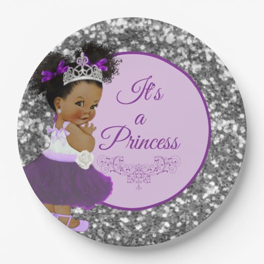 Assiettes En Carton Princesse Africaine Purple| Parties scintillant Ar (Devant)