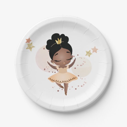 Assiettes En Carton Princesse Ballerina avec Tiara Anniversaire (Devant)
