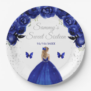 Assiettes En Carton Princesse Blonde aux Cheveux Blonds Sweet Seize An