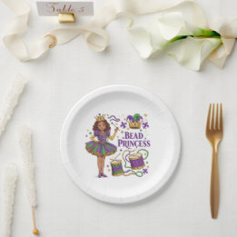 Assiettes En Carton Princesse de Perles - Mardi Gras