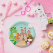 Assiettes En Carton Princesse Dragon et chevalier (Fête)