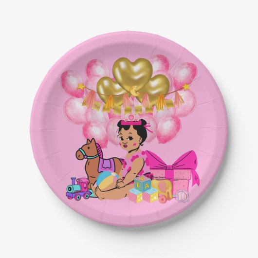 Assiettes En Carton Princesse en rose (Devant)