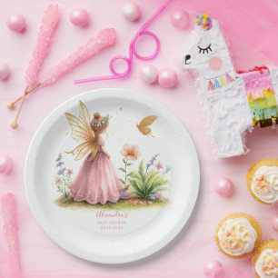 Assiettes En Carton Princesse Fée Enchantée Rose Baby Girl Douche