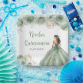 Assiettes En Carton Princesse Florale dans une robe verte Sage Quincea (Fête)