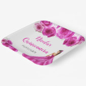 Assiettes En Carton Princesse Florale en Robe Chaude Quinceanera (Angulaire)