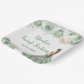 Assiettes En Carton Princesse Florale en Sweet sixteen Robe verte Sage (Angulaire)