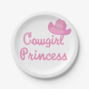 Assiettes En Carton Princesse occidentale Party Pink Hat de cow-girl