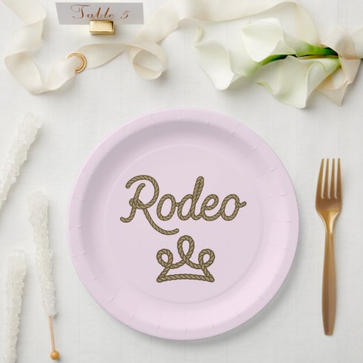 Assiettes En Carton Princesse Rodeo Couronne Occidentale Country Rose  (Mariage)