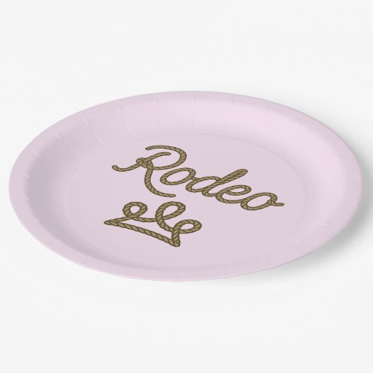 Assiettes En Carton Princesse Rodeo Couronne Occidentale Country Rose  (Angle)